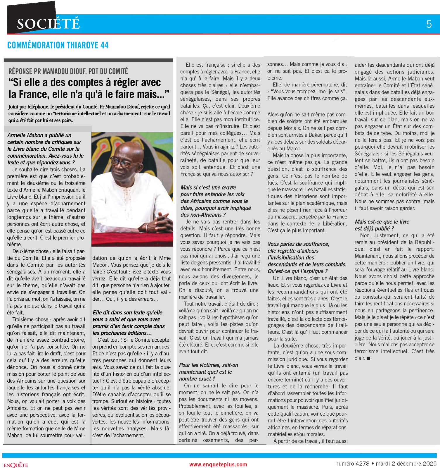 Armelle Mabon sollicite un droit de réponse&#8230;, Information Afrique Kirinapost