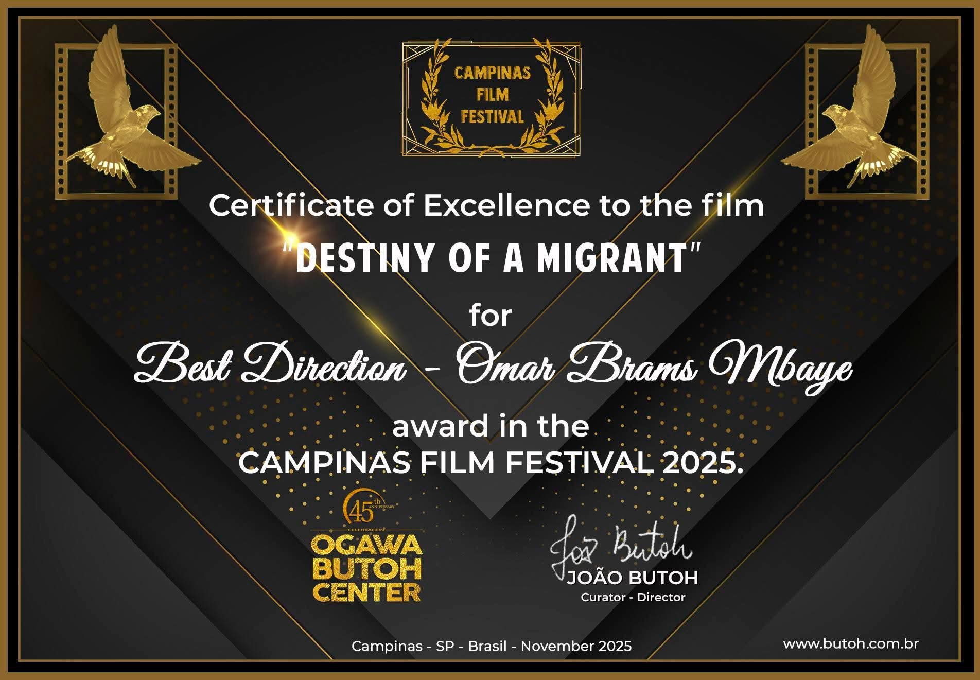 Le film documentaire «Destin d’un Migrant» d’Omar Brams Mbaye rafle 3 prix au Brésil, Information Afrique Kirinapost
