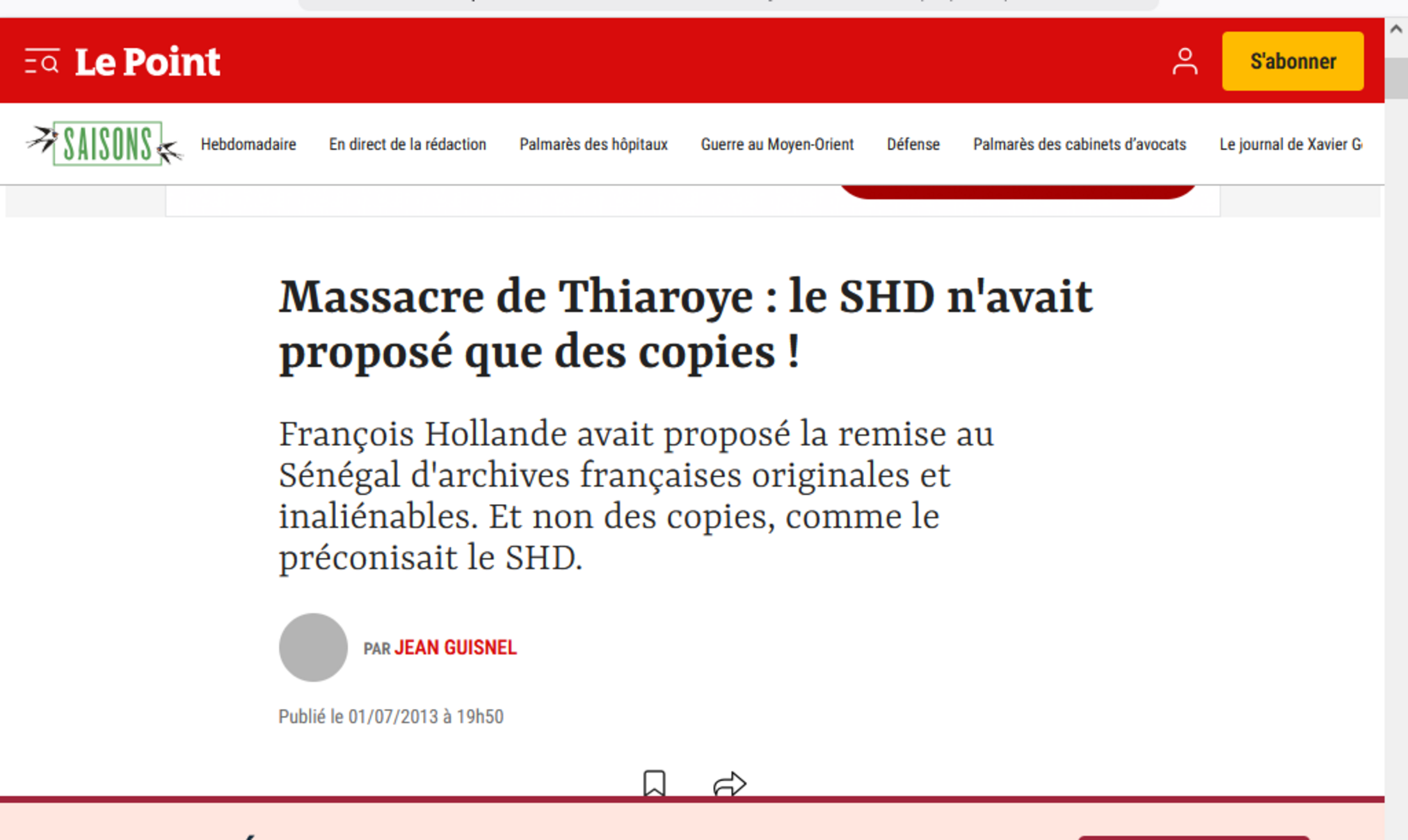 Massacre de Thiaroye, 1er décembre 1944 : la faute de l’État #2 ( Par Armelle Mabon), Information Afrique Kirinapost