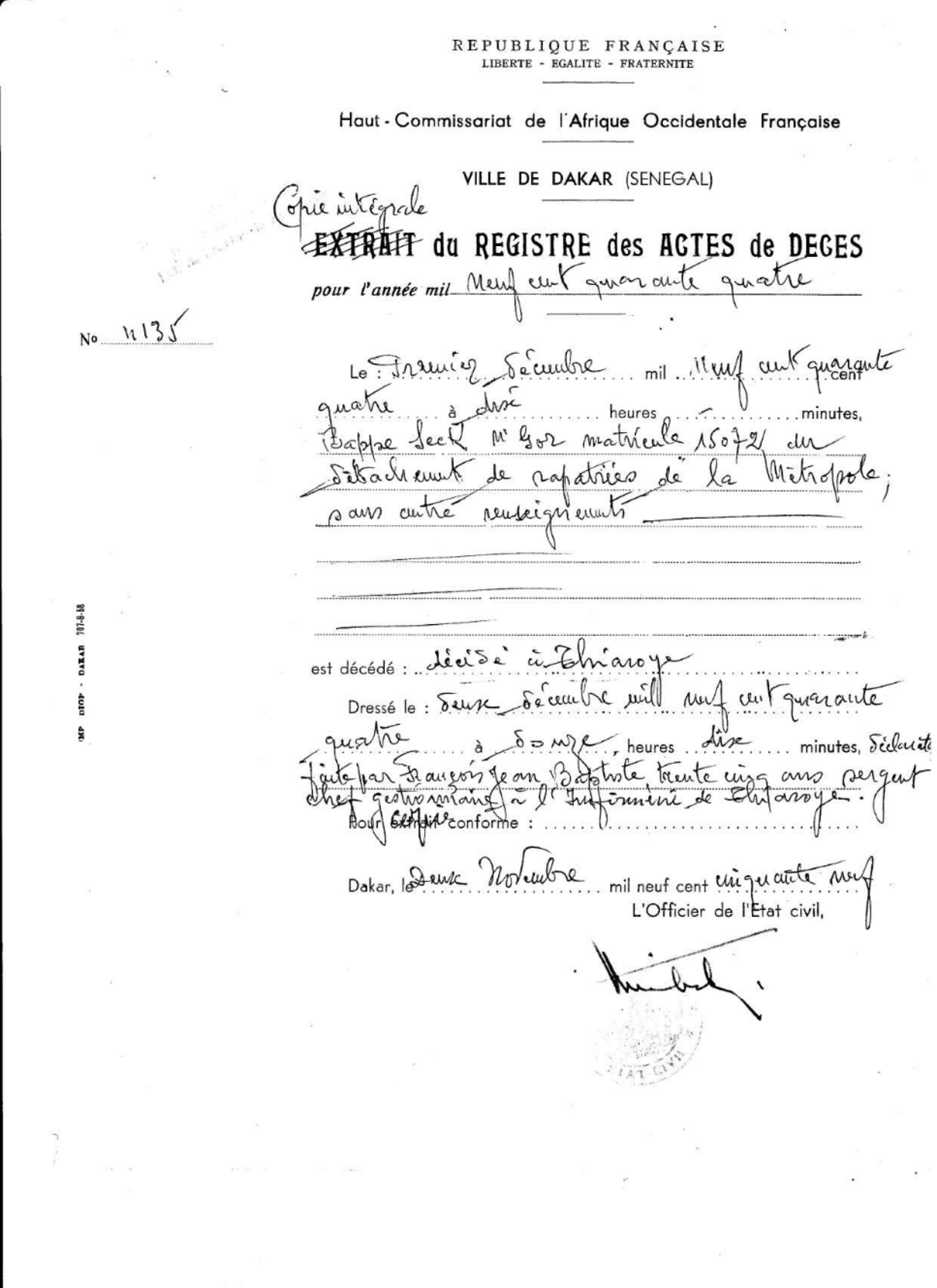 Le massacre de Thiaroye et le trafic des morts (Par Armelle Mabon), Information Afrique Kirinapost